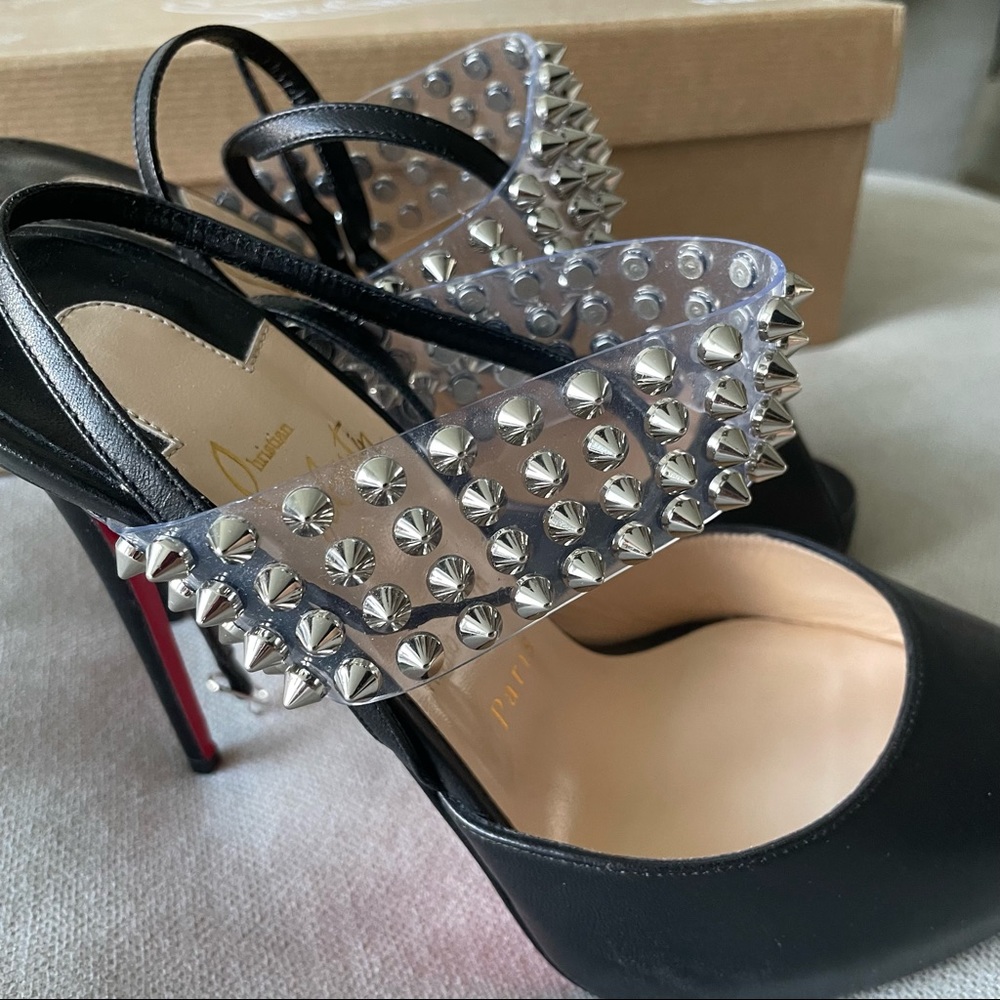 NWT❤️Christian Louboutin❤️Levita Girl 120 Leather and PVC Heels - Picture 7 of 11